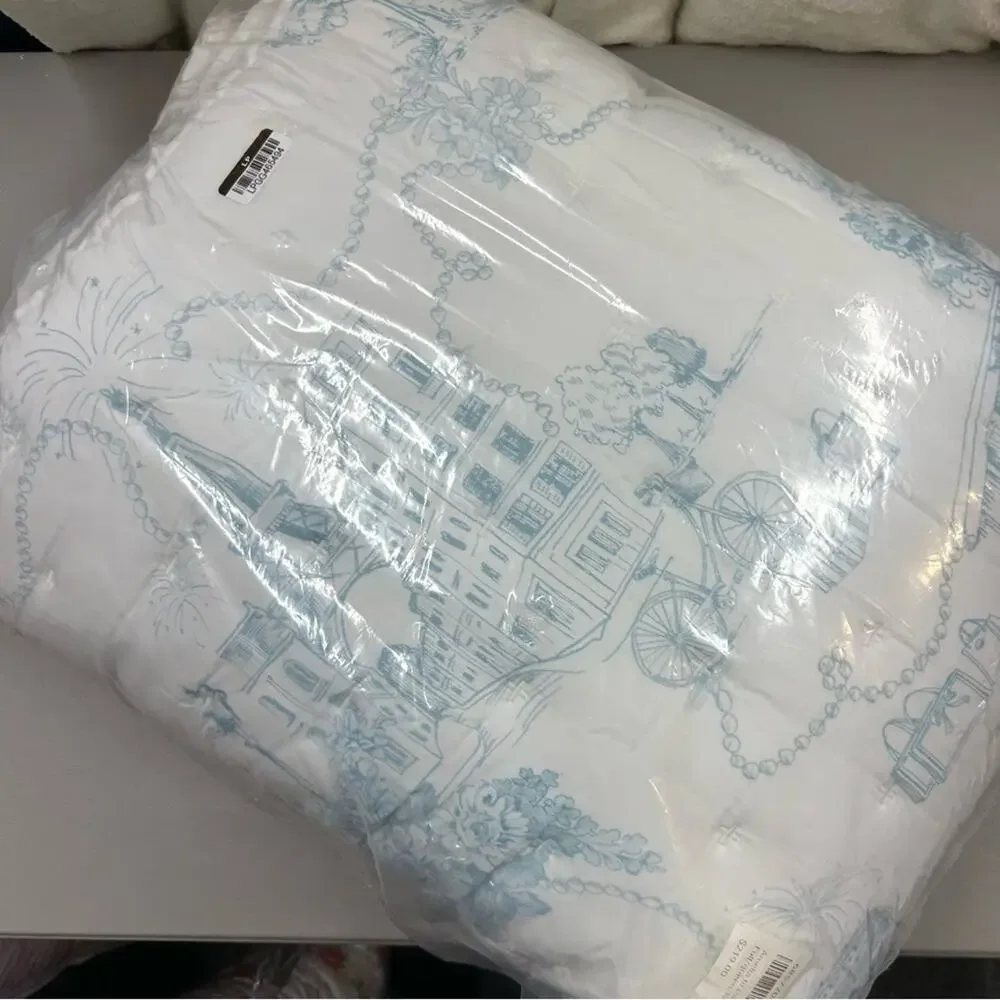 Pottery Barn Amelia In Paris Toile Quilt Full Queen Ivory Blue Eiffel Tower NEW